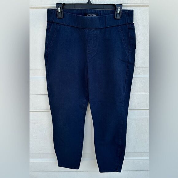 Liverpool Navy Elastic Waist Skinny Capri Pants Size 8/29 - Picture 1 of 5